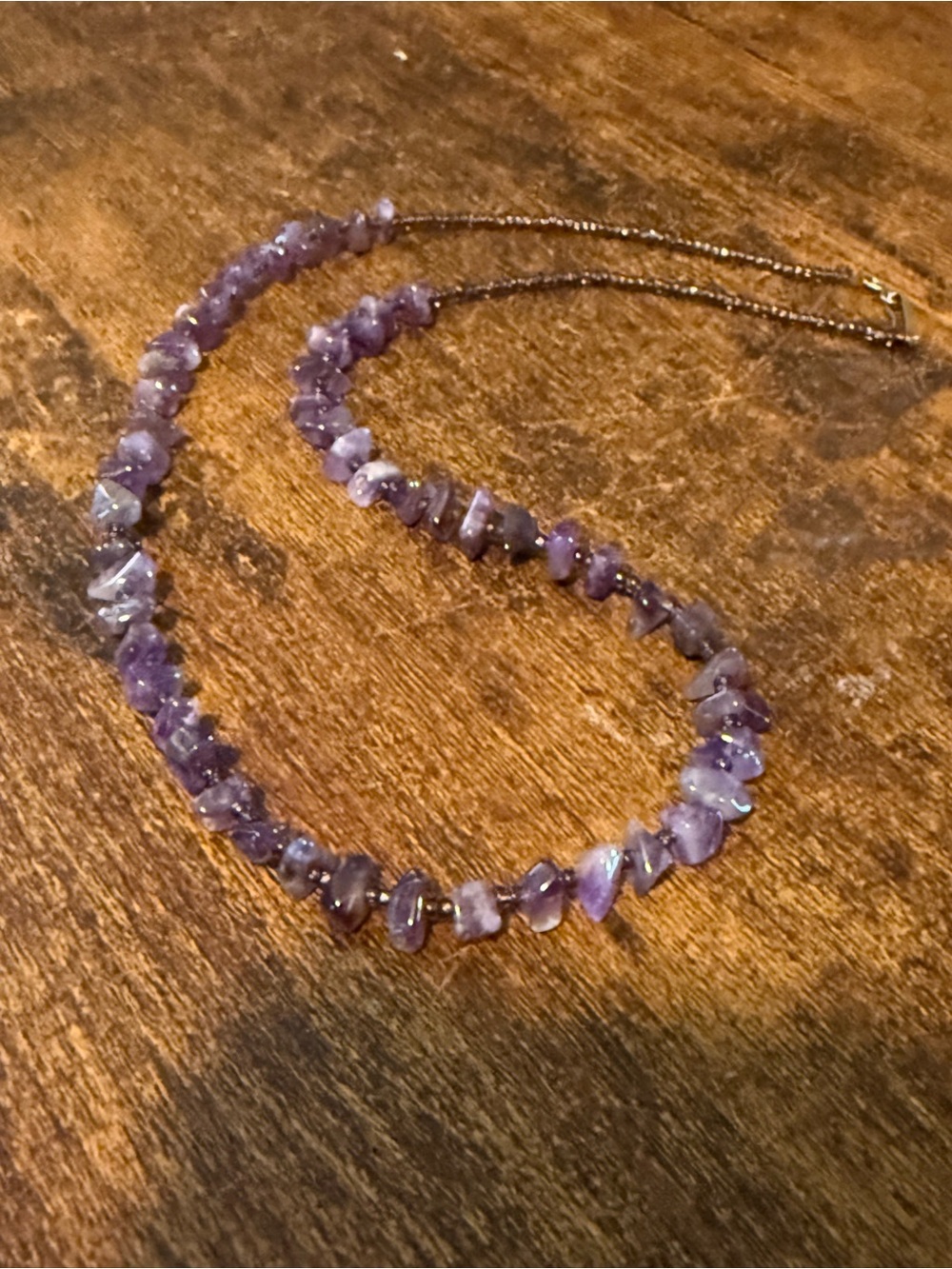 Natural Amethyst Chip Necklace - Purple Women Jewelry